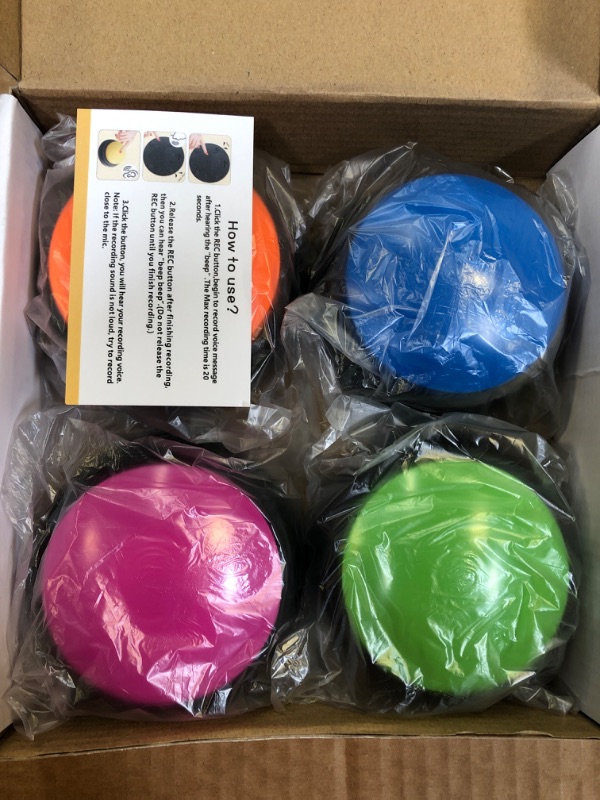 Photo 1 of Voice Recording Button, Dog Buttons for Communication Pet Training Buzzer, 30 Second Record & Playback, Funny Gift for Study Office Home 4 Packs (Rose Red + Dark Blue + Green + Orange) Rose Red+Dark Blue+Green+Orange