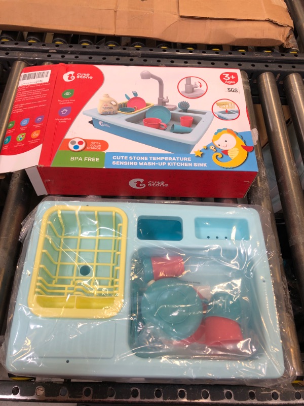 Photo 2 of CUTE STONE Kitchen Sink Toys Blue and Tea Party Playset, Great Gift for Boys Girls