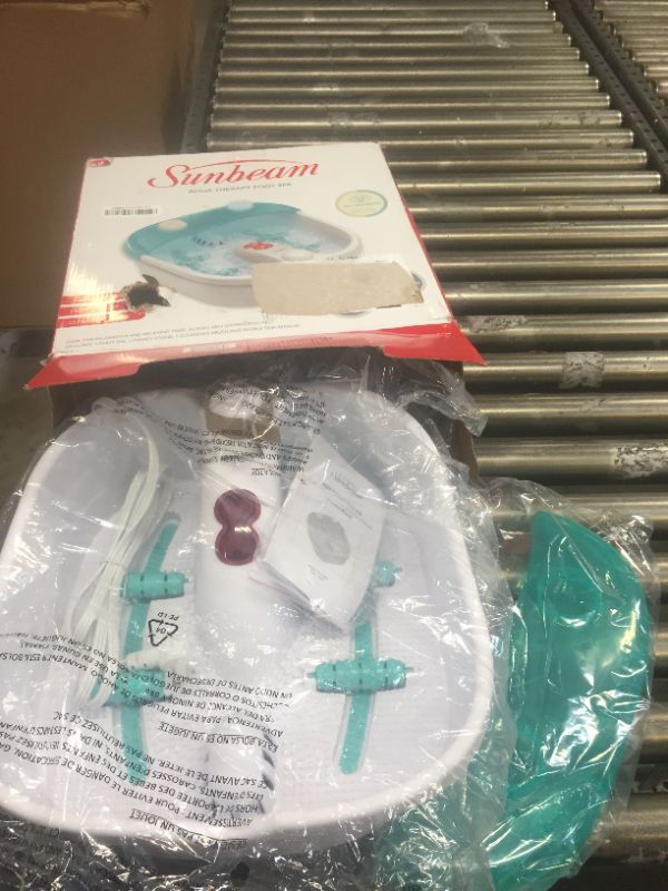 Photo 1 of Sunbeam Deep Reservoir Aqua Therapy Foot Spa Foot Bath with Heat, Bubbles, Massage Rollers with Exfoliating Brush and Pumice Stone Pedicure Attachments, Extra Long Basin