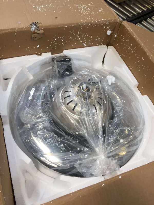 Photo 1 of Angry Pryo FANRYO 42 Inch Crystal Ceiling Fan with Light and Bluetooth Speaker, 7 Color Change Music Player 3 Speed Retractable Chandelier Remote,Fans Lighting Fandelier for Bedroom Living Room