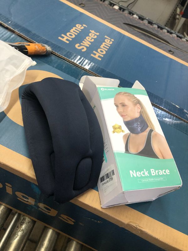 Photo 1 of Neck Brace Cervical Collar for Sleeping - Relief Neck Pain and Neck Support Soft Foam Wraps Keep Vertebrae Stable and Aligned for Relief of Cervical Spine Pressure for Women & Men (Blue-M Size) M Size Blue