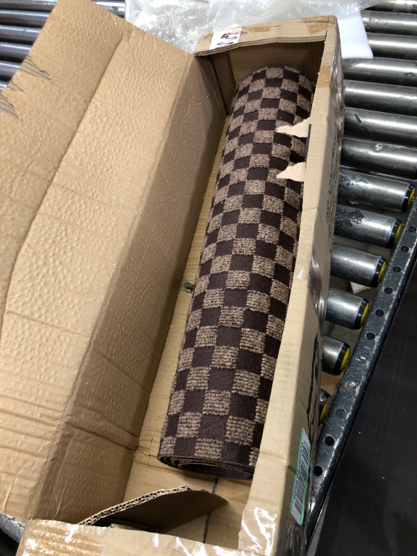 Photo 2 of 2' x 6' Runner Rugs with Rubber Backing, Indoor Outdoor Utility Carpet Runner Rugs, Checkered Brown, Can Be Used as Aisle for The RV and Boat, Laundry Room and Balcony Checkered Brown 2 ft x 6 ft