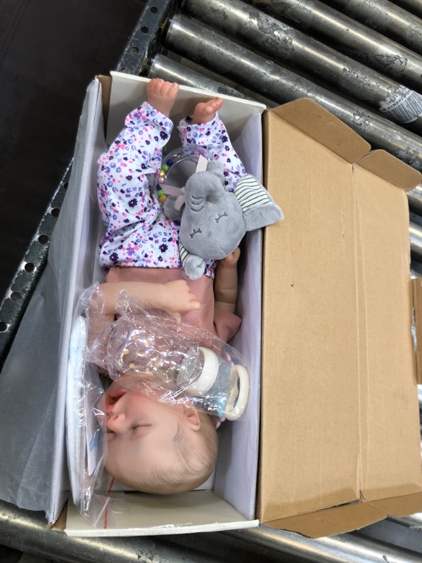 Photo 2 of JIZHI Lifelike Reborn Baby Dolls - 17-Inch Baby Soft Body Realistic-Newborn Baby Dolls Full Vinyl Body Poseable Real Life Baby Dolls Girl with Feeding Kit Gift Box for Kids Age 3 + Gray Vinyl Body