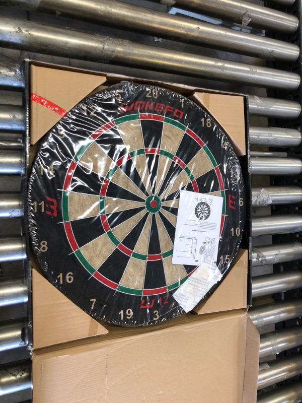 Photo 2 of Bristle Dartboard Dart Board Set: Professional Tournament Size Steel Tip Dartboard Set High-Grade Compressed Sisal Board with Printed Number Ring, 6 Darts Set 18g, Dartboard Mounting Kits Included 02