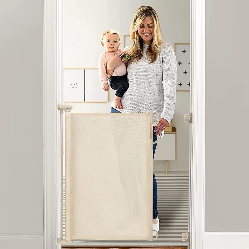 Photo 1 of Momcozy Retractable Baby Gate, 33" Tall, Extends up to 55" Wide, Child Safety Baby Gates for Stairs, Doorways, Hallways, Indoor, Outdoor
