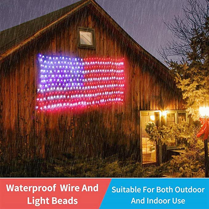 Photo 1 of American Flag Lights Outdoor Solar Powered,420 Super Bright LEDs,6.5ft x 3.28ft,Memorial Day Decorations of The United States for Independence/National/Memorial Day,July 4th,Christmas Decoration