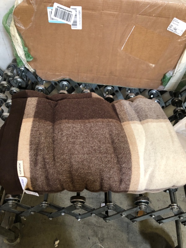 Photo 1 of 
swiss link Military Surplus 90 x 62 Inch Insulating Indoor Outdoor Stain, Flame, and Water Resisting Classic Wool Plaid Washable Throw Blanket, Brown