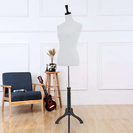 Photo 1 of 59-67 Inch Female Mannequin, Torso Sewing Mannequin Dress Form Mannequin Body Adjustable Dress Mannequin with Stand Wood Base for Sewing Counter Window Display (White)
