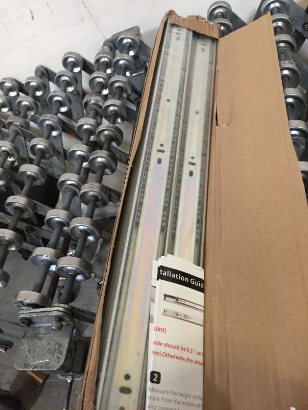 Photo 2 of 6 Pairs of 24 Inch Hardware 3-Section Full Extension Ball Bearing Side Mount Drawer Slides,100 LB Capacity Drawer Slide 24 Inch Zinc Plated