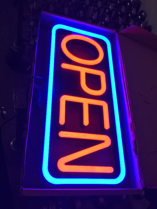 Photo 2 of LED Business Advertisement Open Sign - Electric Display Store Sign,21 x 10 inch (Larger Size) Steady Light for Business Storefront, Walls,Shop Window,Bar Inksilvereye Blue/Red