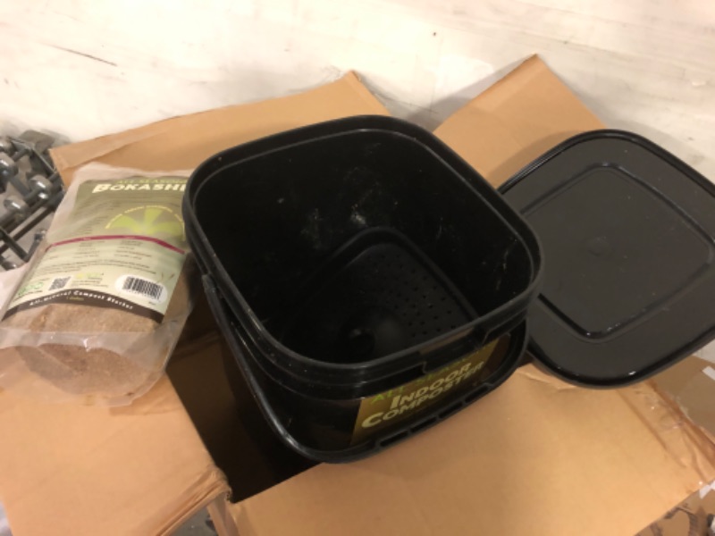 Photo 1 of All Seasons Indoor Composter Starter Kit – 5 Gallon Black Compost Bin For Kitchen Countertop With Lid, Spigot & 1 Gallon (2 lbs.) Bag Of Dry Bokashi Bran – Made In USA by SCD Probiotics