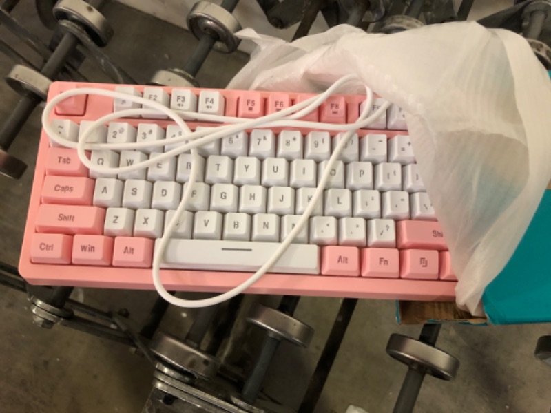 Photo 3 of DOBE FOMIS ELECTRONICS 104 Gaming Keyboard USB Wired Keyboard, Quiet Ergonomic Water-Resistant Feeling Keyboard, Rainbow LED Backlit Keyboard for Desktop, Computer, PC, (White & Pink)