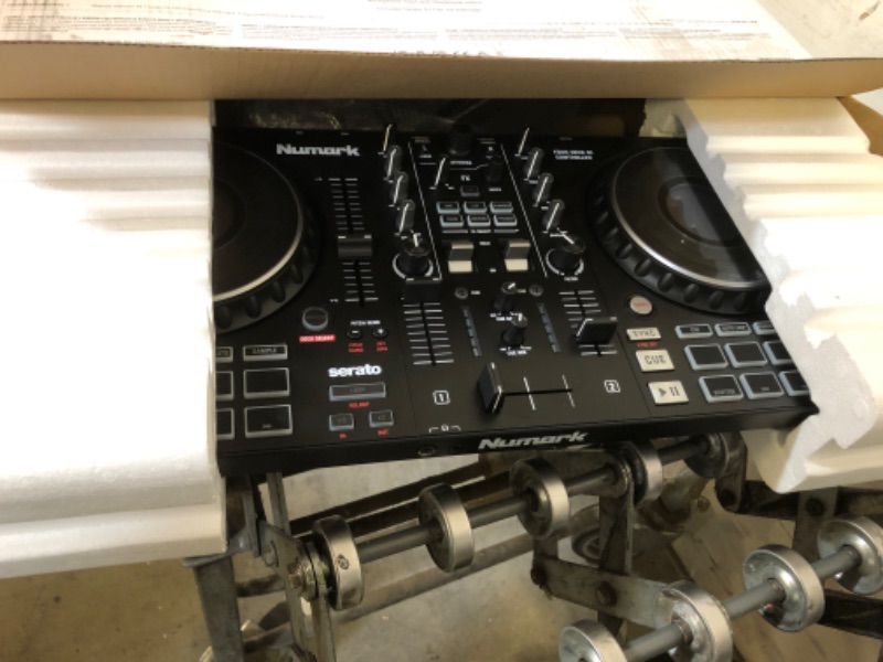 Photo 3 of DJ Controller Bundle - DJ Set with 4 Decks, DJ Mixer, Audio Interface, Jog Wheel Displays, FX and DJ Headphones - Numark Mixtrack Platinum FX and HF175 4 Decks + Jog Wheel Displays DJ Controller + DJ Headphones