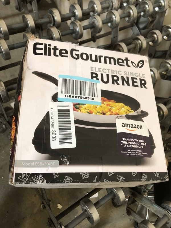 Photo 2 of Elite Gourmet ESB-301BF Countertop Single Cast Iron Burner, 1000 Watts Electric Hot Plate, Temperature Controls, Power Indicator Lights, Easy to Clean, Black Cast Single Black