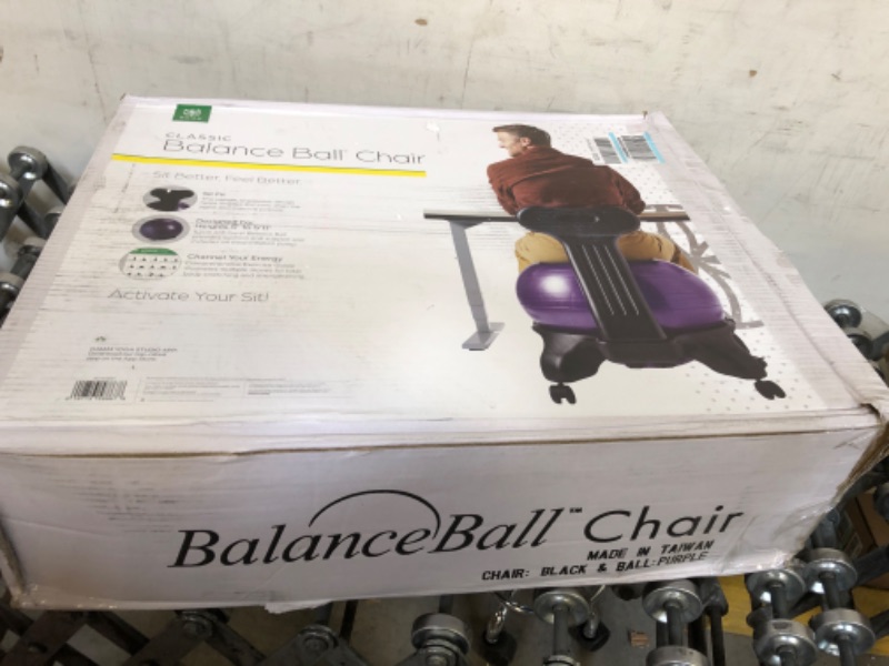 Photo 2 of Gaiam Classic Balance Ball Chair – Exercise Stability Yoga Ball Premium Ergonomic Chair for Home and Office Desk with Air Pump, Exercise Guide and Satisfaction Guarantee Purple