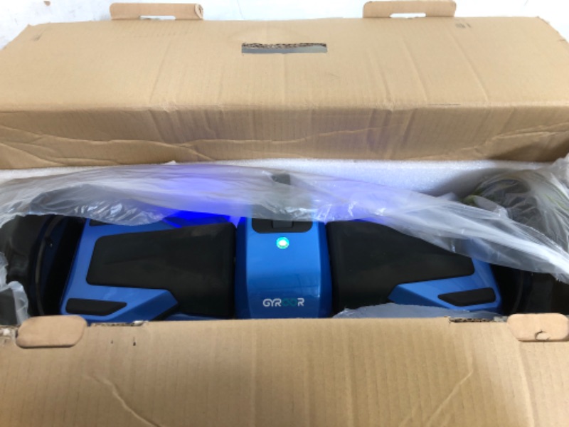 Photo 3 of Gyroor 8.5" Off Road All Terrain Hoverboards, 10mph Speed & Max 12.5 Miles by 700W Motor, F1 Fastest Racing Hoverboard for Adults with Bluetooth Speaker & LED Lights, Hoverboard for Kids Ages 6-12 2-blue