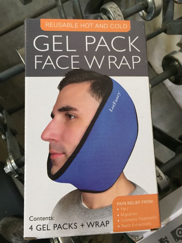 Photo 2 of LotFancy Face Ice Pack Wrap for TMJ, Wisdom Teeth, with 4 Reusable Hot Cold Therapy Gel Packs, Pain Relief for Chin, Head, Oral and Facial Surgery, Dental Implants, Blue