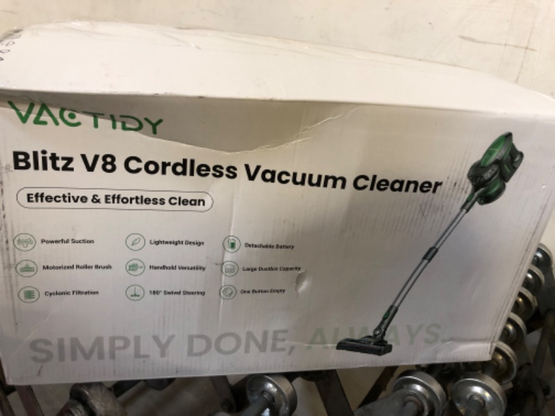 Photo 2 of Vactidy Cordless Vacuum Cleaner, Blitz V8 Cordless Stick Vacuum with Detachable Battery, 20KPa Suction Hardwood Floor Vacuum Up to 35min Runtime, Lightweight Stick Vacuum for Carpet Pet Hair Cleaning Green