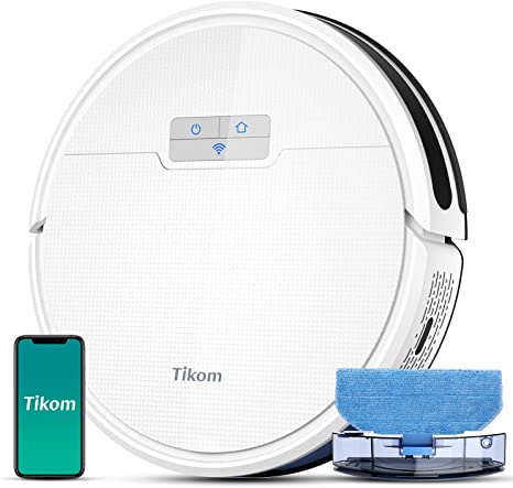 Photo 1 of Tikom Robot Vacuum and Mop Combo 2 in 1, 4500Pa Strong Suction, G8000 Pro Robotic Vacuum Cleaner, 150mins Max, Wi-Fi, Self-Charging, Good for Carpet, Hard Floor