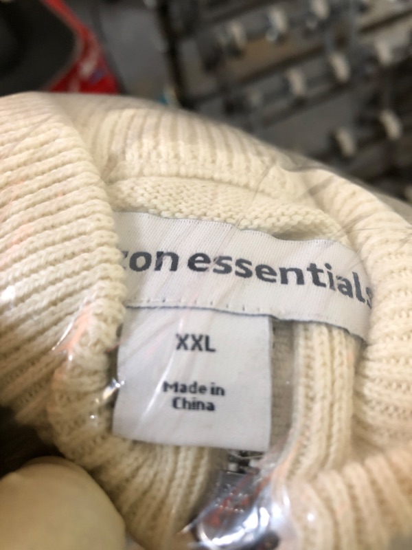 Photo 3 of Amazon Essentials Men's 100% Cotton Quarter-Zip Sweater XX-Large Ivory