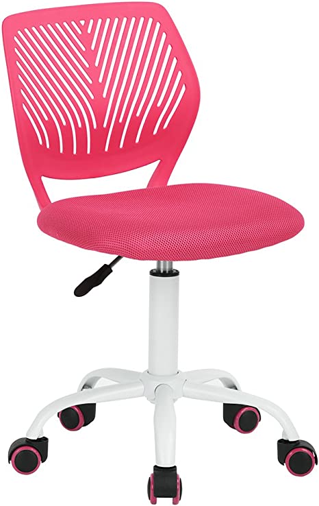 Photo 1 of FurnitureR Writing Task Chair for Teens Boys Girls 360 Rolling Wheels Fabric Soft Pad Seat Breathable Backrest, Height Adjustable Liftup 29.5"-34.3",Rose/Pink (Pink)
