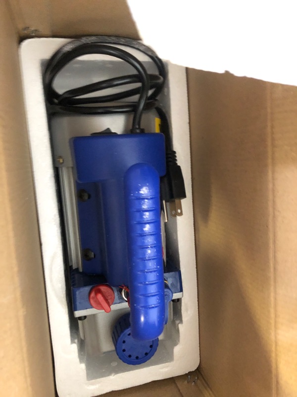 Photo 3 of 5CFM Single-Stage 5 Pa Rotary Vane Economy Vacuum Pump 3 CFM 1/4HP Air Conditioner Refrigerant HVAC Air Tool R410a 1/4" Flare Inlet Port, Blue