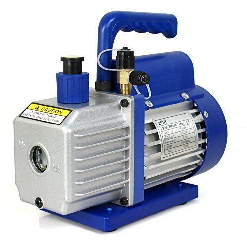 Photo 1 of 5CFM Single-Stage 5 Pa Rotary Vane Economy Vacuum Pump 3 CFM 1/4HP Air Conditioner Refrigerant HVAC Air Tool R410a 1/4" Flare Inlet Port, Blue