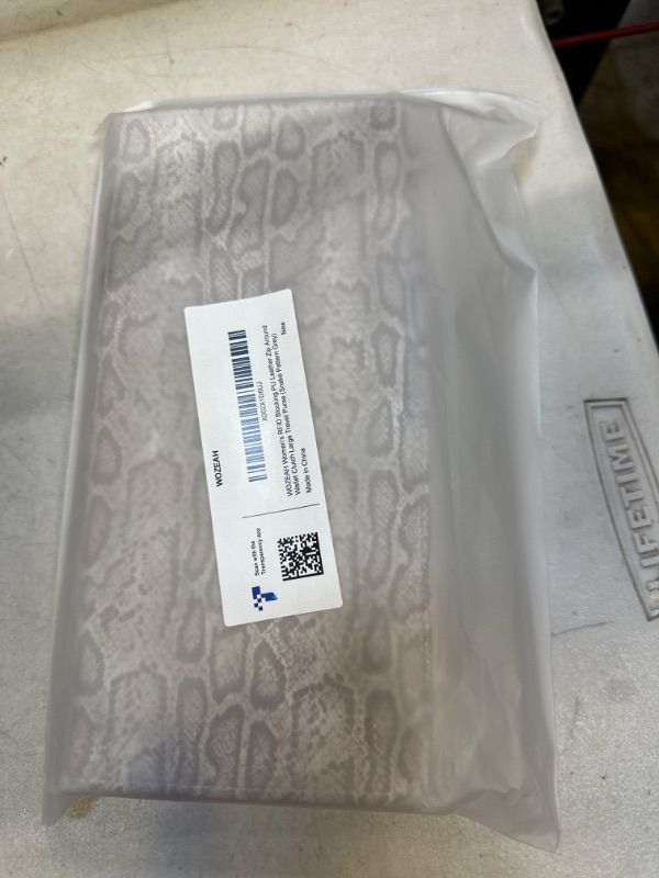 Photo 1 of WOZEAH Women's RFID Blocking PU Leather Zip Around Wallet Clutch  Travel Purse Snake Pattern Grey
