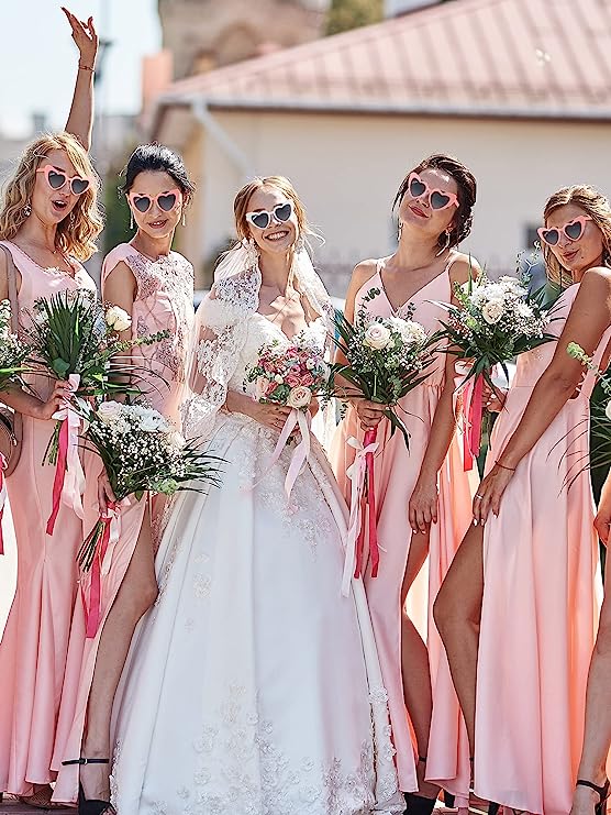 Photo 1 of 12 Pairs Bachelorette Party Sunglasses Bridesmaid Bridal Heart Sunglasses Tribe Eyewear for Wedding Bachelorette