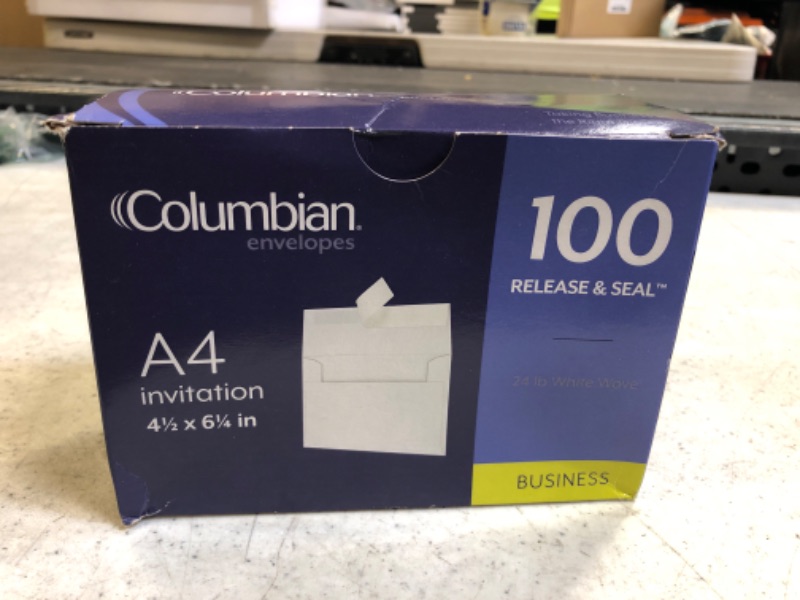 Photo 2 of Columbian Invitation Self Seal Envelopes, 100/Box, 4 x 6 Inches for Photos & Cards, Release & Seal Peel and Seal Strip, Square Flap, White (COLO228)