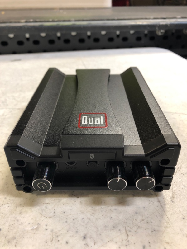 Photo 2 of Dual Electronics DBTMA100 Black Micro Wireless Bluetooth 2 Channel Stereo Class-D Amplifier | 3.5 mm AUX Input | Stereo RCA Outputs | 100 Watts Peak Power | Up to 100ft of Wireless Bluetooth Range Bluetooth Amplifier