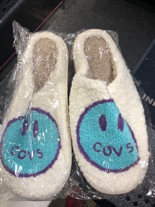 Photo 2 of COVS Smile Slippers, Fuzzy House Slippers for Women Indoor and Outdoor Slip on Memory Foam Winter Warm Cozy Cute Slippers -- Size 7.5
