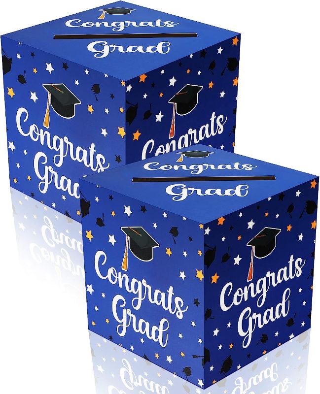 Photo 1 of Zonon 2 Pieces 2023 Graduation Card Holder Box Congrats Graduation Card Box Graduation Box Card Box Graduation Gift Box for Graduation Party Decoration (BLACK )
