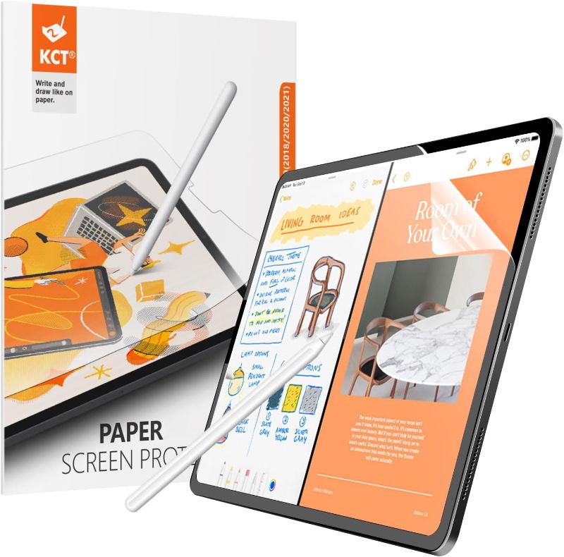 Photo 1 of KCT [2 PACK Paperfeel Screen Protector Compatible with iPad Pro 12.9 (2022 & 2021 & 2020 & 2018 Models), Matte PET Film for Drawing No Glare and Paperfeel with Easy Installation Kit
