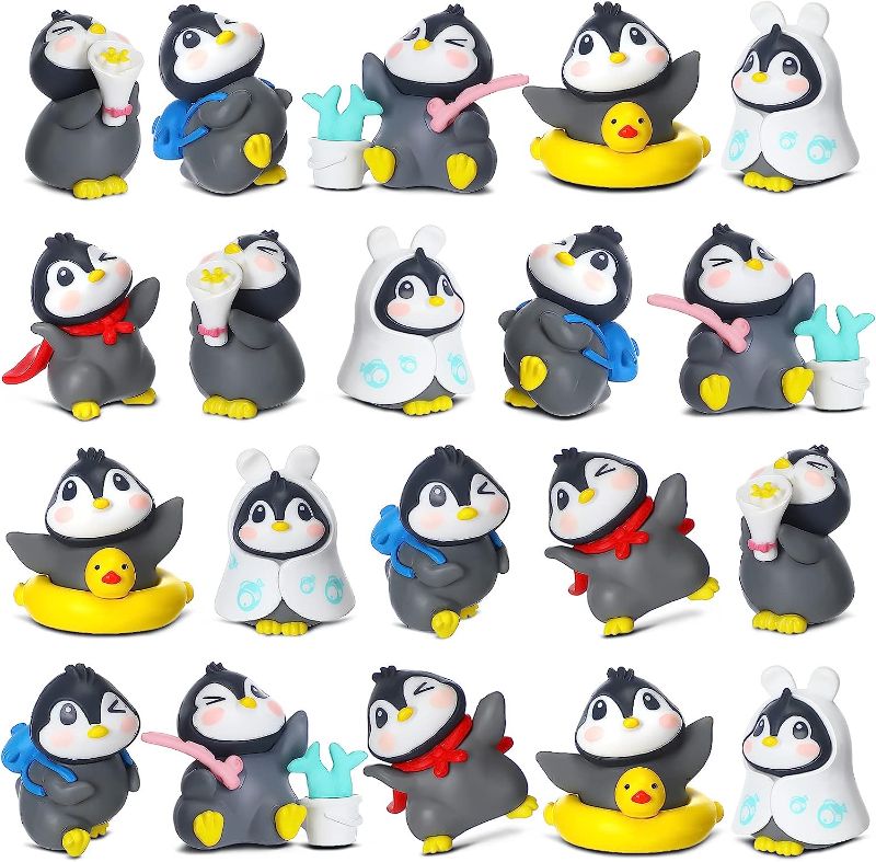 Photo 1 of 20 Pcs Penguin Figurines Cute Penguin Characters Toys Penguin Figures Mini Penguin Cake Toppers Decorations Winter Small Penguin Figurines for Boy Girl Gift Birthday Landscape Party (Stylish Style)
