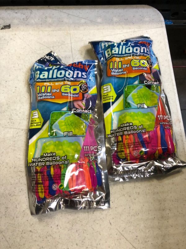 Photo 1 of 111 Multicolor Water Balloons - Fill Each Set in Just 60 Seconds!  --2 COUNT --
