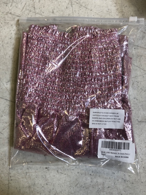 Photo 2 of BILIKE JOMEX Womens Sequin Shorts High Waist Flowy Sparkly Shiny Smocked Glitter Metallic Shorts SIZE L
