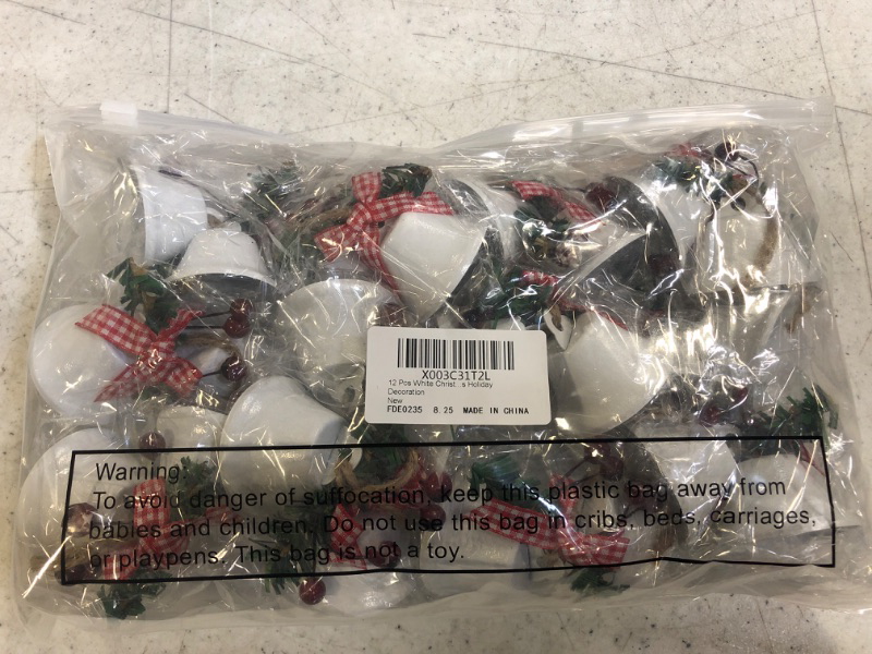 Photo 2 of 12 Pcs Christmas Tree Bells Ornaments Metal Christmas Bells Xmas Tree Hanging Decorations Christmas Bows Sleigh Bells for Crafts Holiday Party Favors Supplies (White)