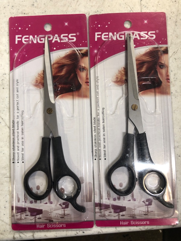 Photo 2 of Easy-use Hair Cuting Shears,Salon Razor Edge Hair Cutting Scissors Made of Japanese Stainless Steel,Straight Thinning Blade,Lightweight, Fashionable and Durable for Barber/Home Use -- Pack of 2