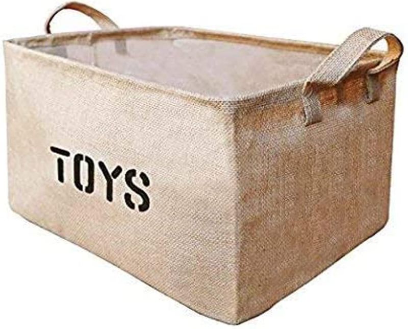 Photo 1 of Youdepot Toys Box,toy bin toys storage organizer,Jute Storage Bin,Storage Basket - for organizing Kids Toys, Baby Clothing, Children Books,Nursery, Playroom, Gift Baskets-17 x 13 x 10 inches - Set of 2
