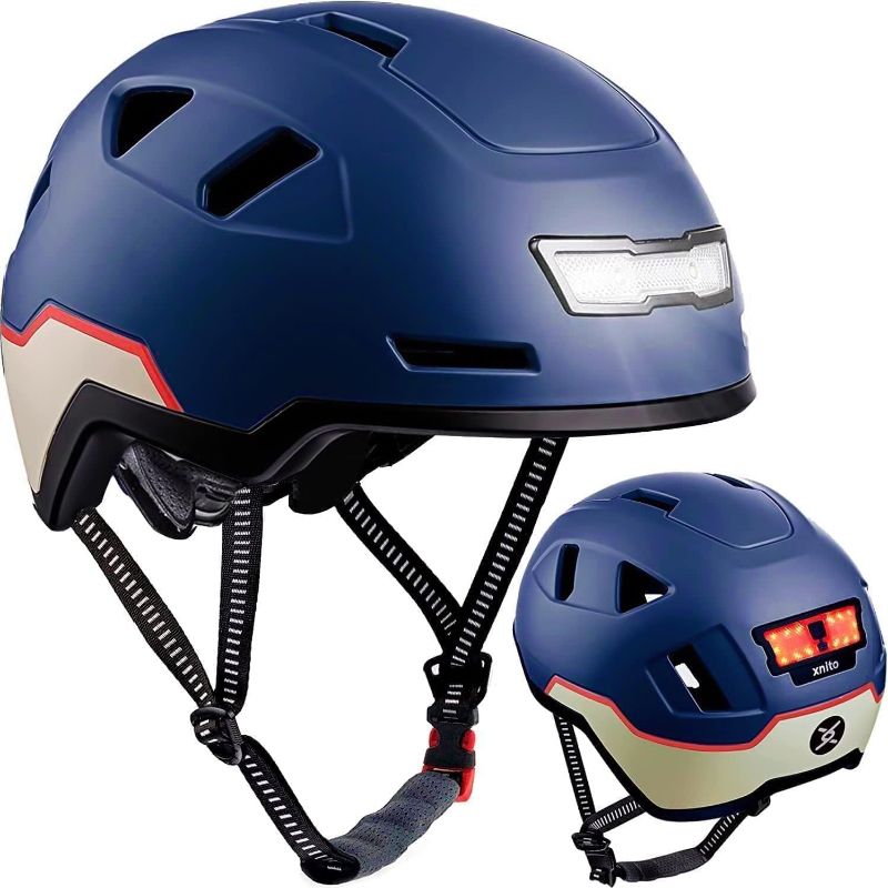 Photo 1 of XNITO Bike Helmet with LED Lights - Urban Bicycle Helmet for Adults, Men & Women - CPSC & NTA-8776 Dual Certified - Class 3 E-Bikes, Scooters, Onewheel, Commuter, Mountain Bikes, MTB, BMX, Cycling
