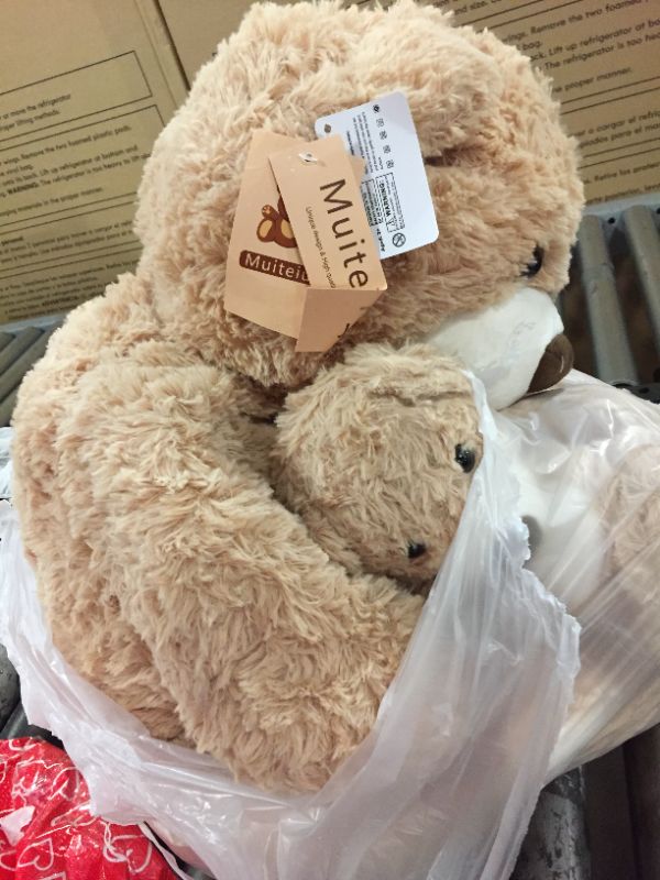 Photo 1 of Muiteiur Giant Teddy Bear Stuffed Animal Cute Mommy and Baby Bear Teddy Bear Baby Shower Plush Toy for Kids Boys Girls Great Gift for Christmas Valentines Day Party Decorations 40inch,Light Brown