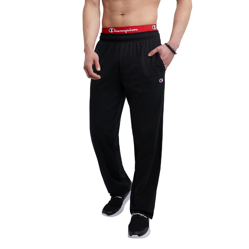 Photo 1 of CHAMPION MEN'S EVERYDAY COTTON OPEN BOTTOM PANT LARGE BLACK
