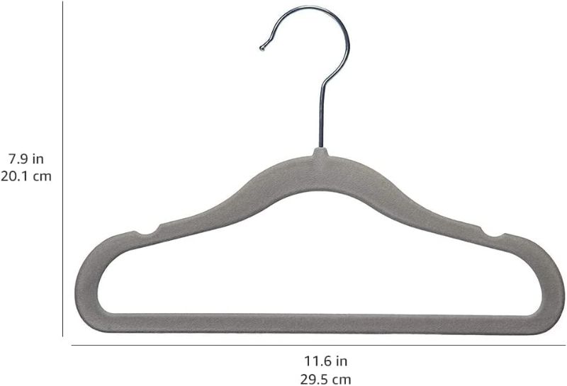 Photo 1 of Amazon Basics Kids Velvet, Non-Slip Clothes Hangers, Gray - Pack of 12
