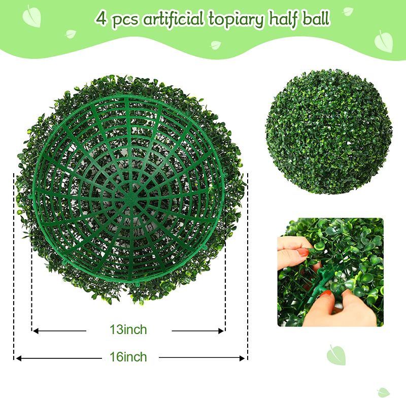 Photo 1 of 16.1 Inch Artificial Plant Topiary Dome, UV Protected Decorative Greenery for Indoor Outdoor Garden Wedding Backyard Balcony Home Decor