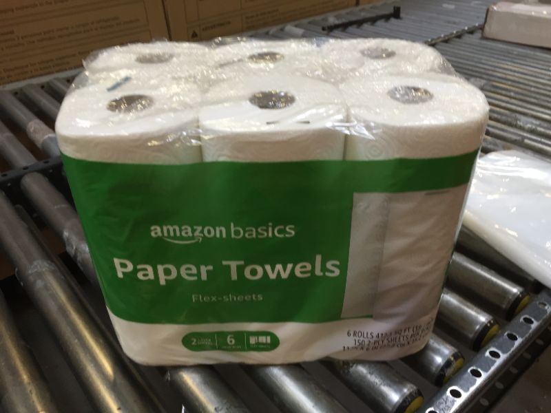 Photo 2 of Amazon Basics 2-Ply Paper Towels, Flex-Sheets, 150 Sheets per Roll, 6 Rolls, White (Previously Solimo)