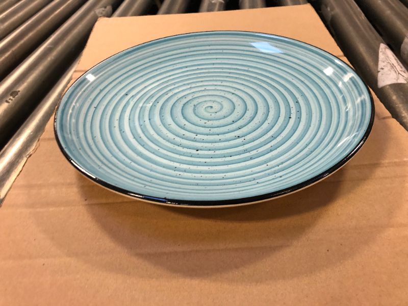 Photo 1 of 6 Piece Plate Set - White, Blue, Black Speckle 