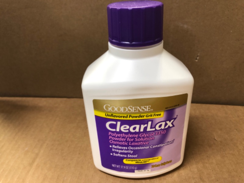 Photo 1 of GoodSense ClearLax, Polyethylene Glycol 3350 Powder for Solution, Osmotic Laxative, 17.9 Ounce 