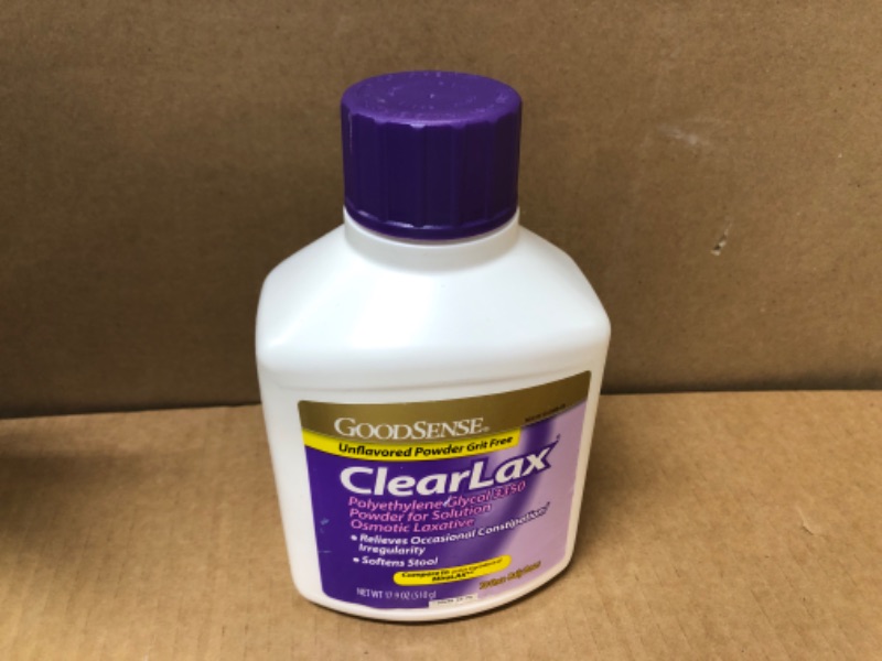 Photo 1 of GoodSense ClearLax, Polyethylene Glycol 3350 Powder for Solution, Osmotic Laxative, 17.9 Ounce 