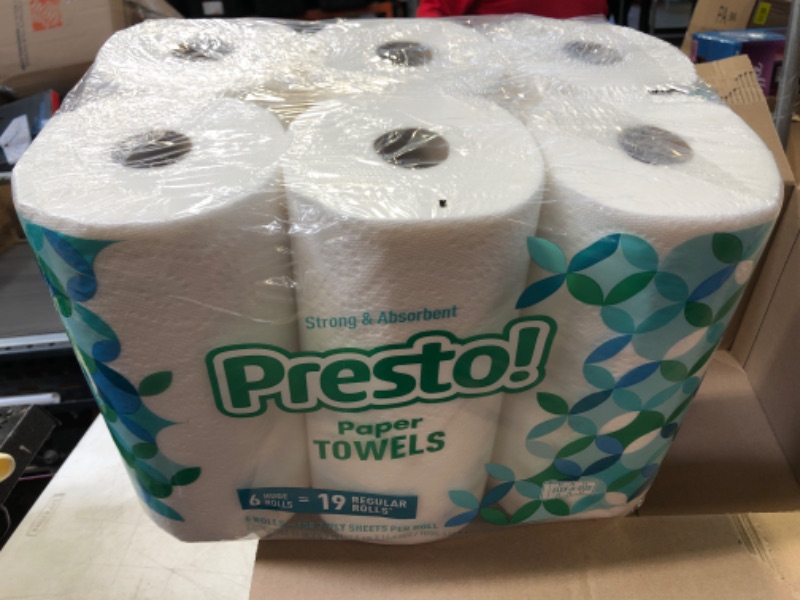 Photo 2 of Amazon Brand - Presto! Flex-a-Size Paper Towels, 158 Sheet Huge Roll, 6 Count (Pack of 1), 6 Huge Rolls = 19 Regular Rolls